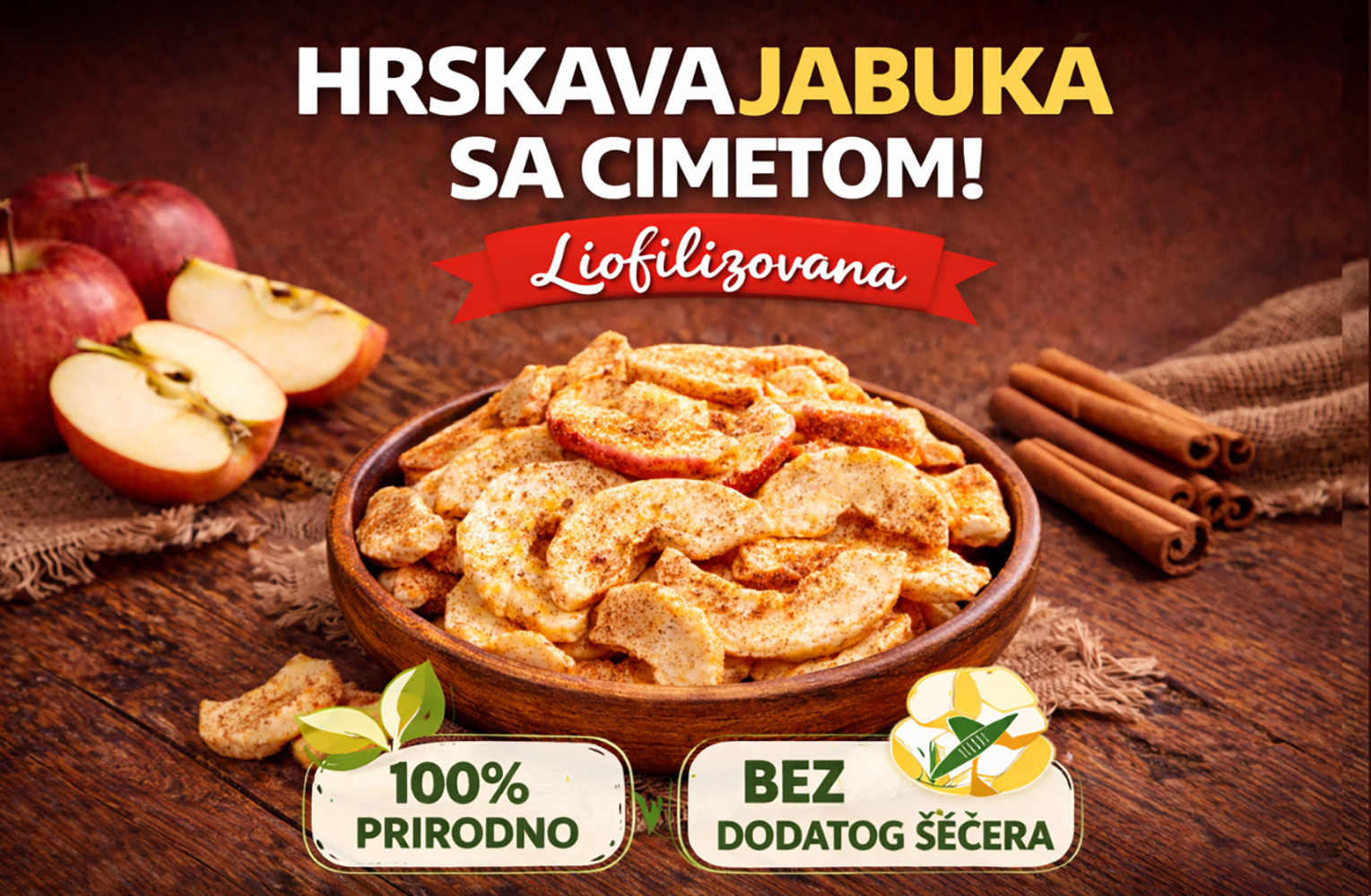 LIOFILIZOVANO VOĆE HOMELY HRSKAVA JABUKA SA CIMETOM