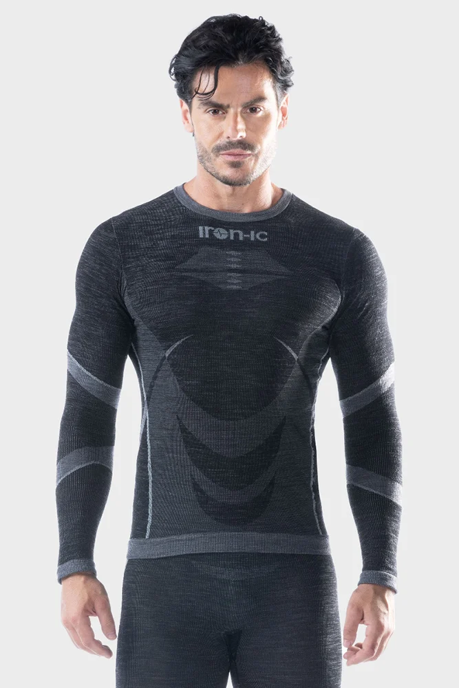 AKTIVNI VEŠ IRON-IC MERINO GORNJI DEO l/sl black-greige wool