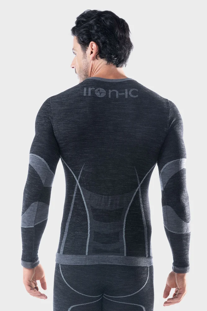 AKTIVNI VEŠ IRON-IC MERINO GORNJI DEO l/sl black-greige wool - Slika 3