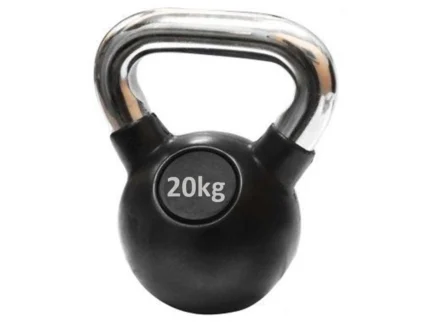 TRENAŽER-KETTLEBELL RUČNI TEG GUMIRAN 20kg HROM-CRNI