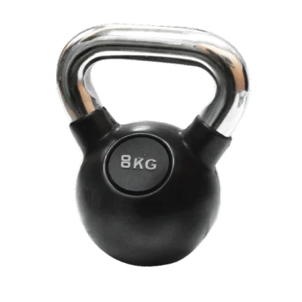 TRENAŽER-KETTLEBELL RUČNI TEG GUMIRAN 8kg HROM-CRNI